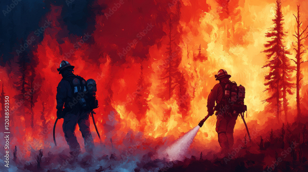 Fototapeta premium smoke, bushfire, plant, people, animal