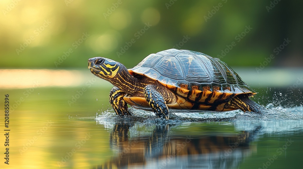 Turtle swimming pond sunset nature wildlife Turtle swimming pond sunset nature wildlife