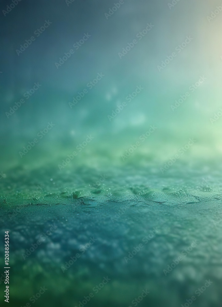 Misty green bokeh effect on a gradient blue background with subtle ripples, misty, green Misty green bokeh effect on a gradient blue background with subtle ripples, misty, green