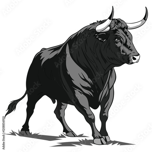 Black and white stylized illustration of cows and foliage on a pasture