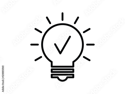Bulb checkmark innovation vector illustration on transparent background