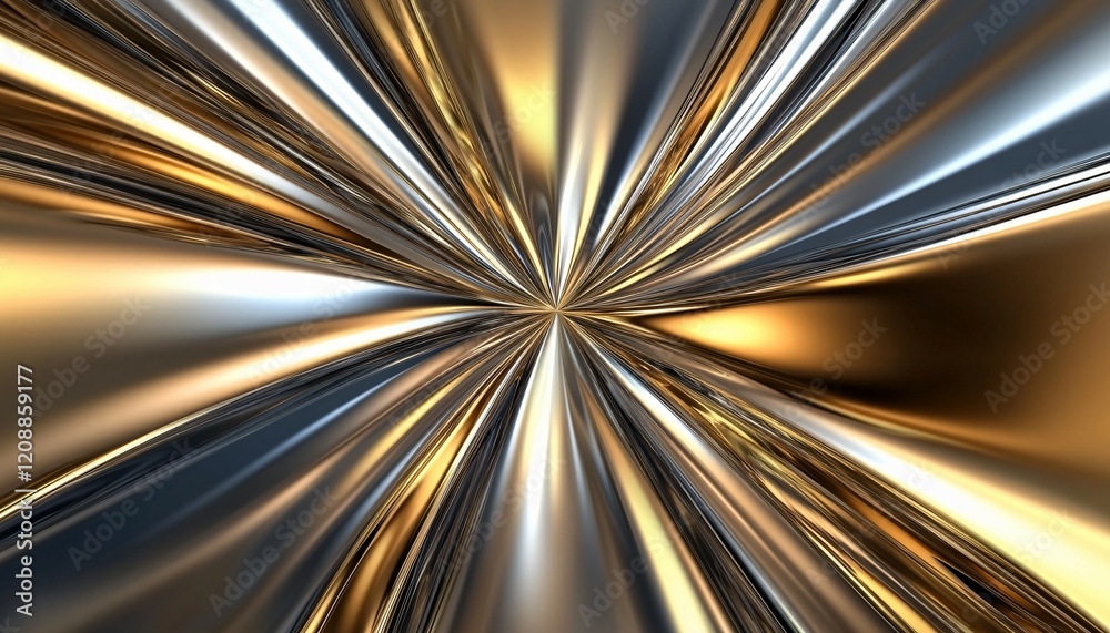 Abstract Gold And Silver Metallic Radiating Lines Abstract Gold And Silver Metallic Radiating Lines
