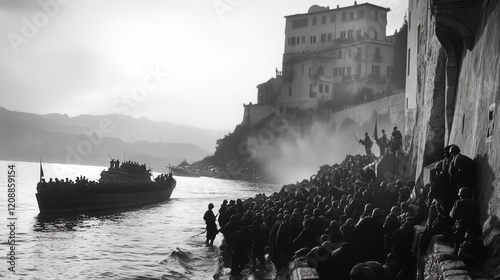 U.S. troops landing in Italy during World War II in 1943 photo