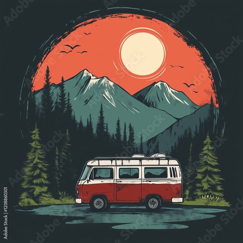Vanlife inspired t shirt, logo photo