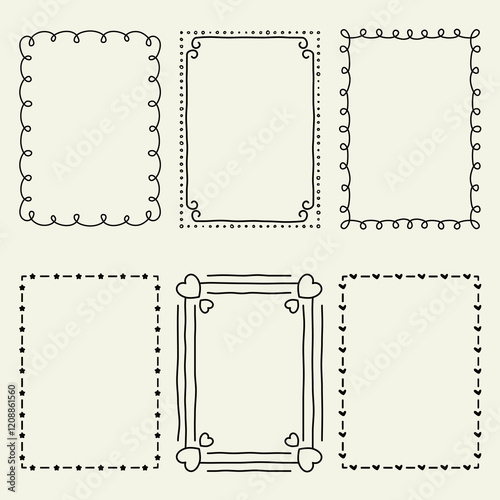 Hand-drawn doodle frame collection with whimsical and playful border designs for creative projects, invitations, and crafts