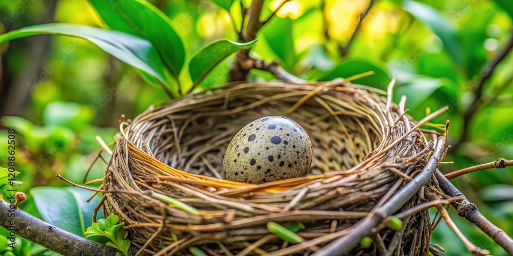 Close up of a spotted Dove egg in its nest in a Malaysian garden, Dove, egg, nest, spotted, close up, garden, Malaysia Close up of a spotted Dove egg in its nest in a Malaysian garden, Dove, egg, nest, spotted, close up, garden, Malaysia