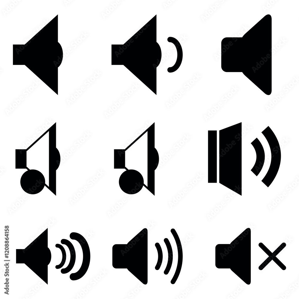 speaker volume icon set. Volume icon. silent icon symbol. sound icon vector. speaker volume icon set. Volume icon. silent icon symbol. sound icon vector.