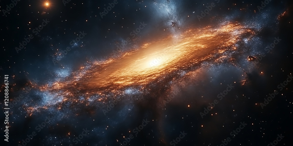 Fiery orange spiral galaxy in deep space. (3) Fiery orange spiral galaxy in deep space. (3)