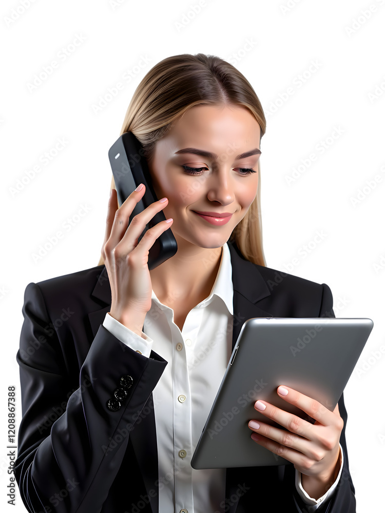 Professional Businessman Multitasking with Tablet and Phone - Ideal for Corporate and Business Use, Illustrating Modern Communication and Technology in the Workplace. Professional Businessman Multitasking with Tablet and Phone - Ideal for Corporate and Business Use, Illustrating Modern Communication and Technology in the Workplace.