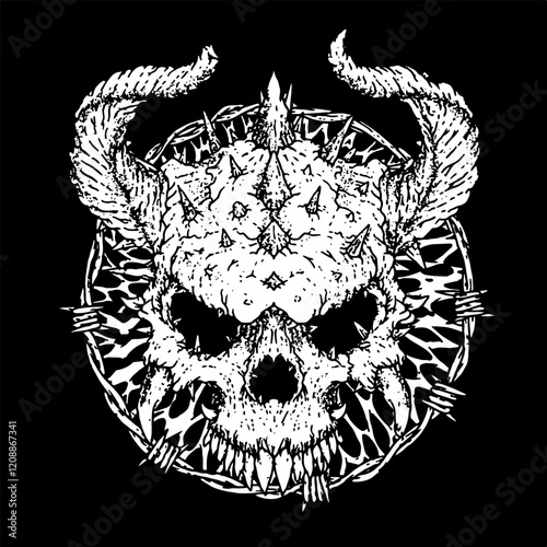 heavy tharsh horror death metal horror illustration skull skeleton band graphic shirt design artwork art print