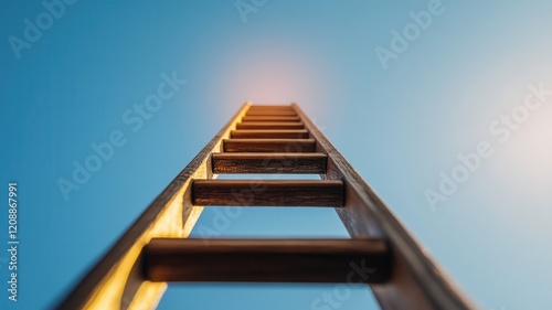 concept leadership development Ladder reaching toward a clear blue sky, symbolizing aspirations and upward movement. photo