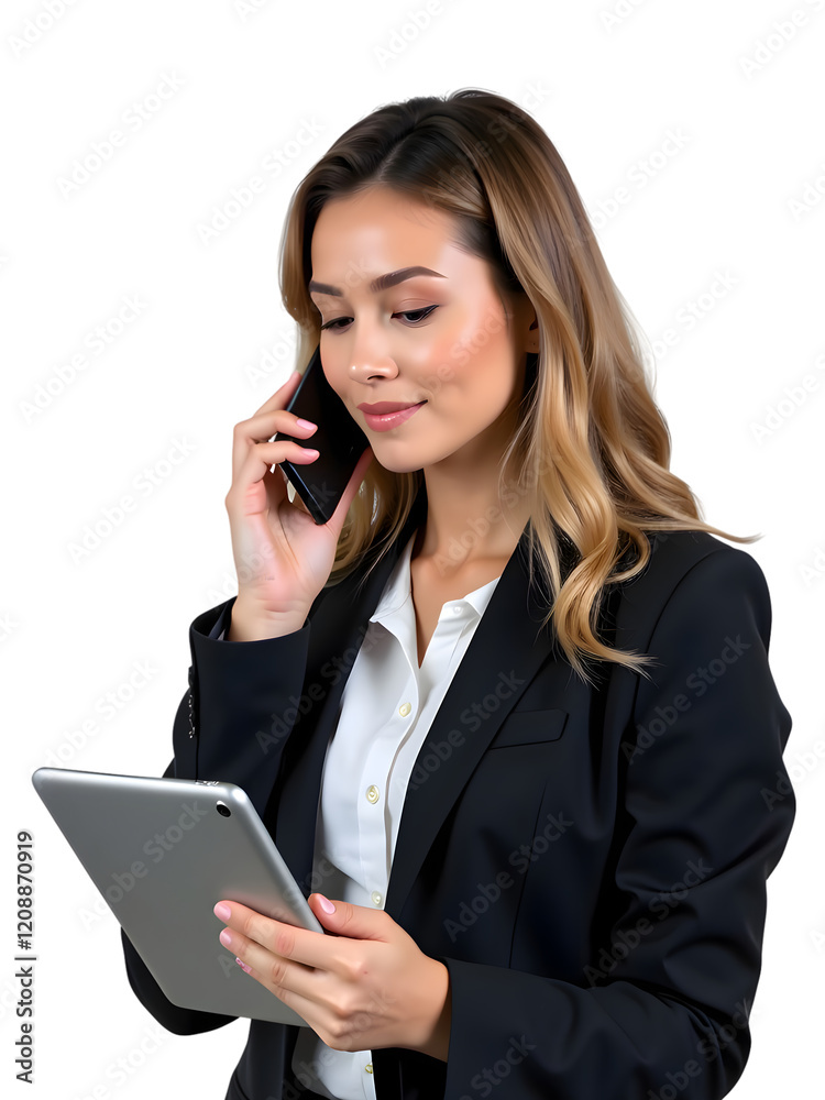 Professional Businessman Multitasking with Tablet and Phone - Ideal for Corporate and Business Use, Illustrating Modern Communication and Technology in the Workplace. Professional Businessman Multitasking with Tablet and Phone - Ideal for Corporate and Business Use, Illustrating Modern Communication and Technology in the Workplace.