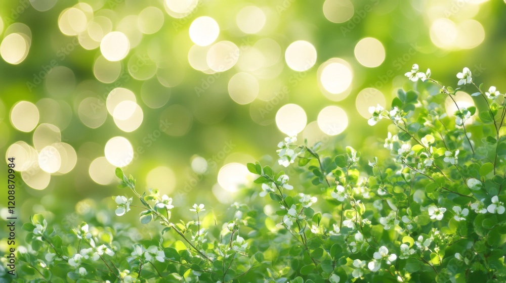 White Blossoms and Green Leaves in Sunlight White Blossoms and Green Leaves in Sunlight