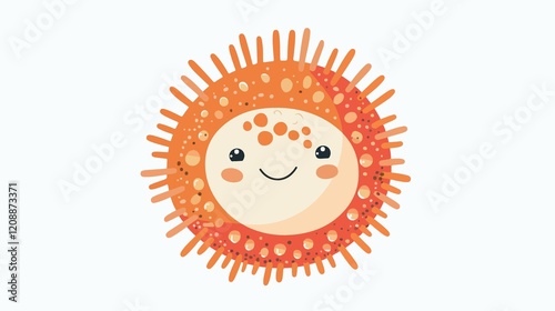 Cute Sea Urchin Vector Illustration Cartoon Style