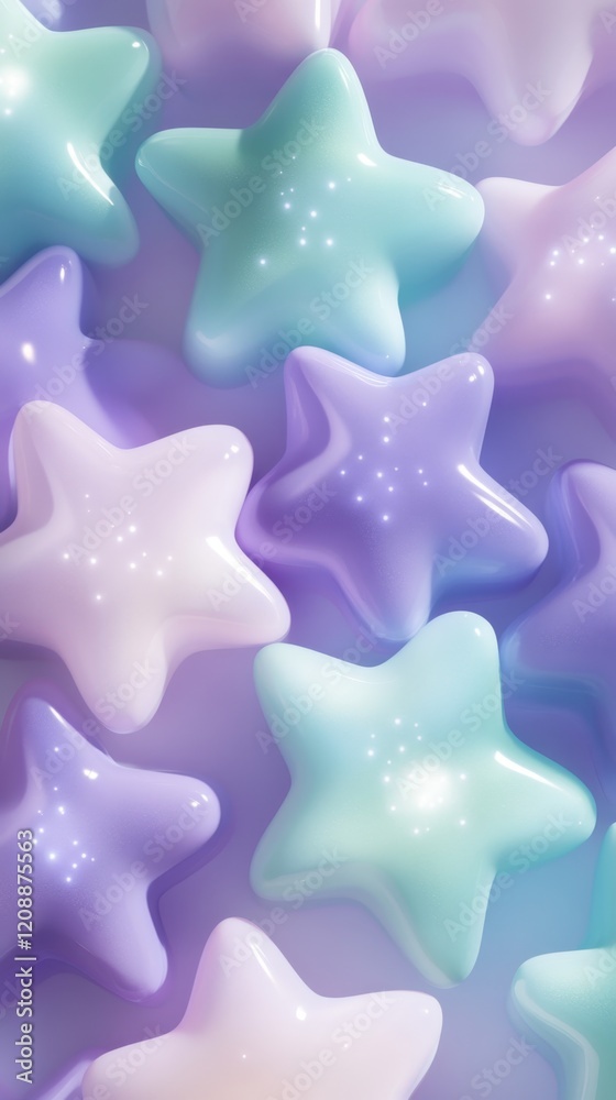 Colorful Pastel Star Shaped Objects on a Soft Background Colorful Pastel Star Shaped Objects on a Soft Background