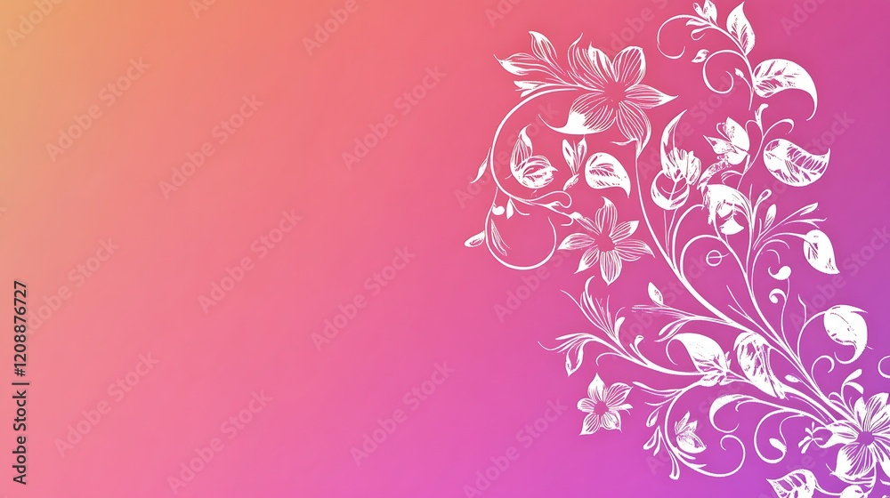 Elegant White Floral Design on Pink Gradient Background Elegant White Floral Design on Pink Gradient Background