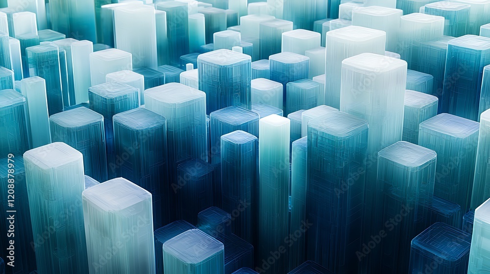 Fototapeta premium Abstract city skyline, digital architecture, data visualization, futuristic urban landscape, background for technology.