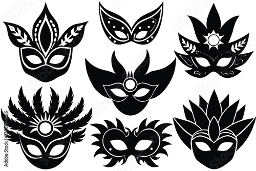 Super hero masks for face character in black. Silhouette mask on white