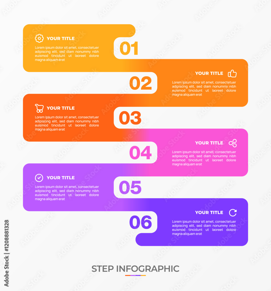Infographic template. 6 Step timeline journey, Flat simple infographics design template. Presentation graph. Business concept with icon 6 options or steps. Background vector illustration. Infographic template. 6 Step timeline journey, Flat simple infographics design template. Presentation graph. Business concept with icon 6 options or steps. Background vector illustration.