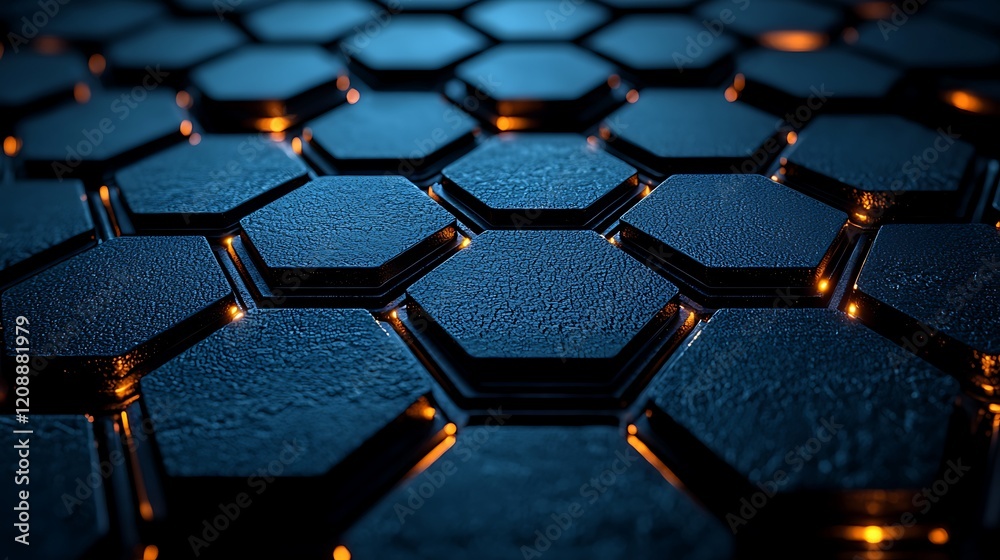 Obraz premium Abstract hexagonal dark blue tech background.