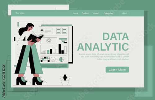 Landing page for analyzing data concept illustration