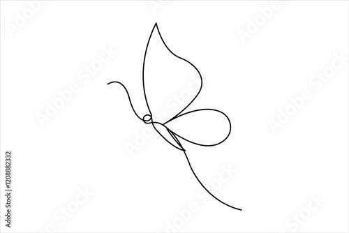 Continuous one line art drawing of butterfly design

