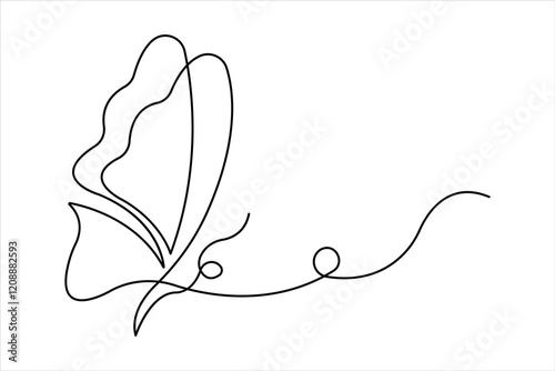 Continuous one line art drawing of butterfly design

