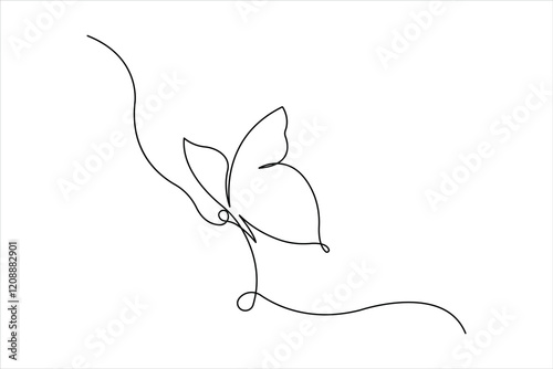 Continuous one line art drawing of butterfly design

