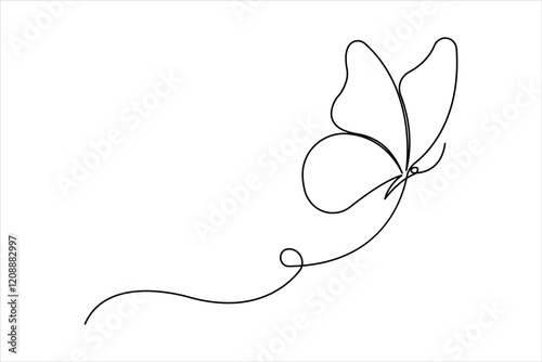 Continuous one line art drawing of butterfly design

