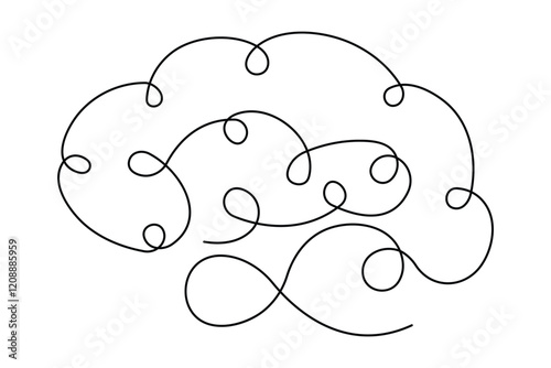 Human brain continuous one line art drawing of intelligence vector illustration 

