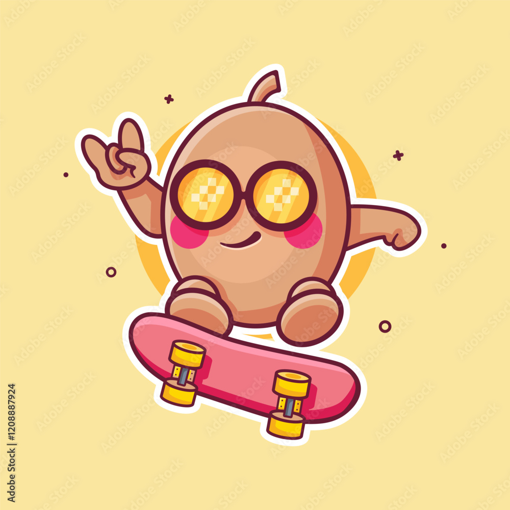 Obraz premium cool kiwi fruit character mascot playing skateboard isolated cartoon