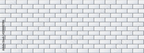 Seamless grey tile pattern. Rectangle ceramic tiled texture for bathroom wall, kitchen floor, pool. Repeating white mosaic grid background. Repeated grey brick backdrop. Vector wallpaper