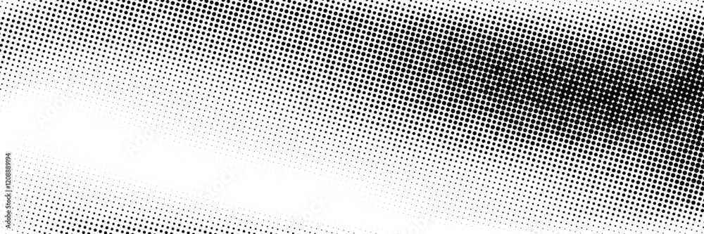 Faded halftone gradient background. Retro pixelated bitmap backdrop. Grunge rasterized gritty noise texture. Black and white dotted sand grain wallpaper. Vector aged anime or manga comic overlay
