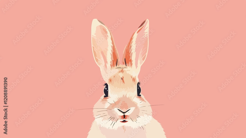 Obraz premium Adorable Cartoon Rabbit Face Sketch for Graphic Design Projects