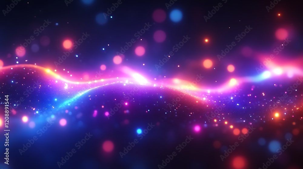 Naklejka premium Abstract Colorful Wave With Glowing Particles