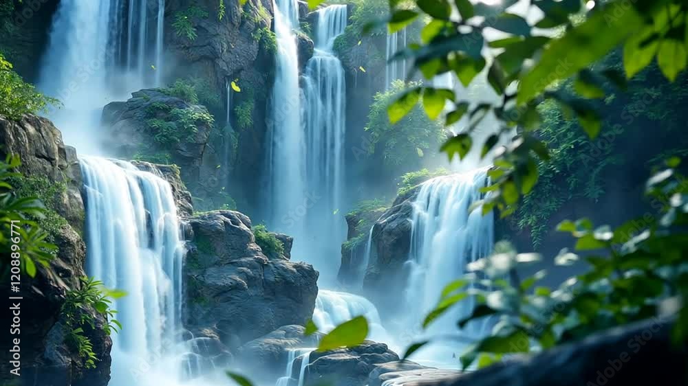 Serene Waterfall Nature Scene 4K Video Background