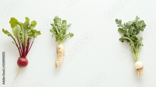 Variety of Root Vegetables on Light Background photo