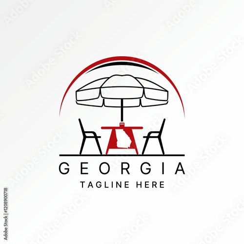 Logo design graphic concept creative premium vector stock image graphic cafe restaurant bar chair table umbrella Georgia maps furniture coffee terrace