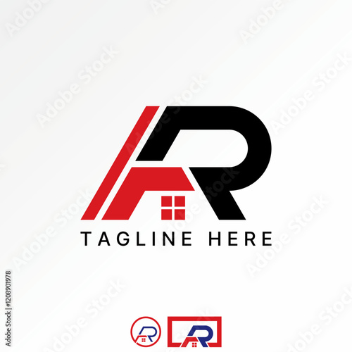 Logo design graphic concept creative premium vector stock image graphic initial AR font cutting like roof house window to monogram typography property