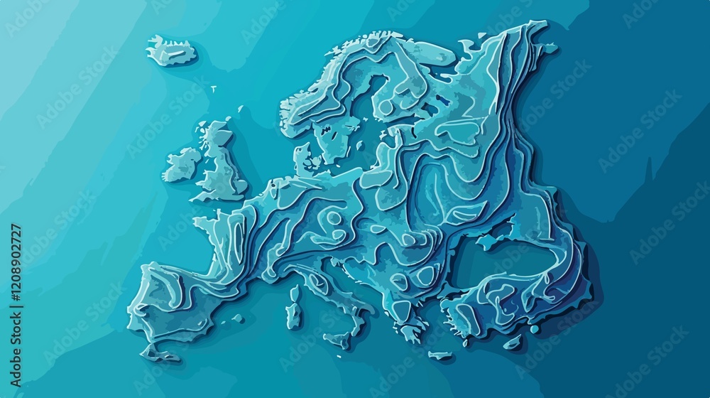 Obraz premium Geography Map Design of Europe Continent with Degraded Lines