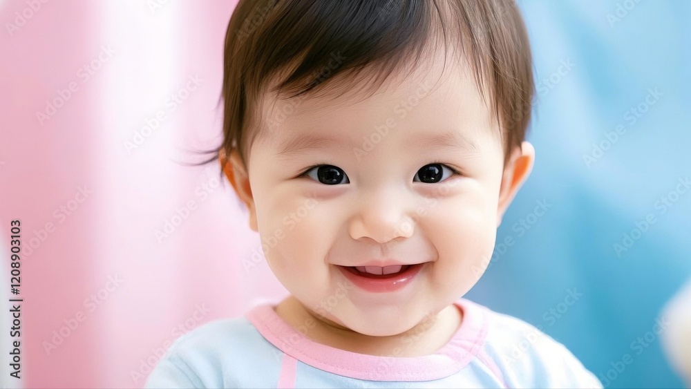 A smiling baby radiates joy, capturing the essence of innocence and happiness in a warm, inviting moment. A smiling baby radiates joy, capturing the essence of innocence and happiness in a warm, inviting moment.