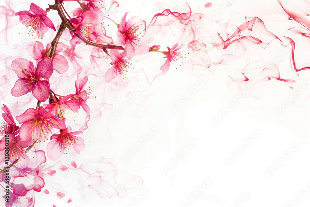 Naklejka premium PNG Cherry blossoms flowers pink illustration.