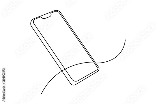 Continuous one line art drawing of Mobile phone modern technology design vector illustration


