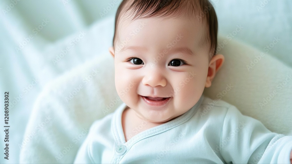 A smiling baby radiates joy, capturing the essence of innocence and happiness in a warm, inviting moment. A smiling baby radiates joy, capturing the essence of innocence and happiness in a warm, inviting moment.