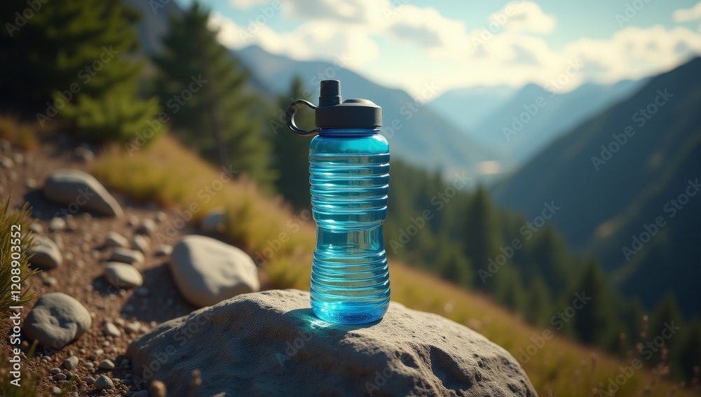 Elegant Water Bottle Product Photography - Hydration, Active Lifestyle, Sports, and Wellness Marketing and Advertising Concepts