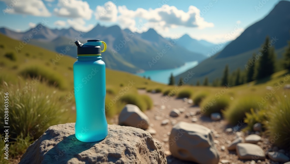 Elegant Water Bottle Product Photography - Hydration, Active Lifestyle, Sports, and Wellness Marketing and Advertising Concepts