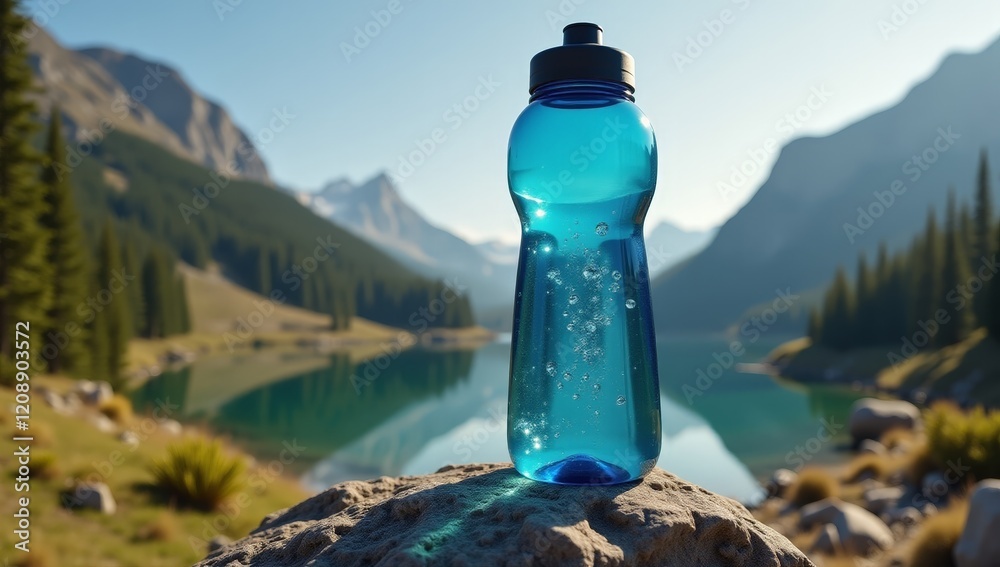 Elegant Water Bottle Product Photography - Hydration, Active Lifestyle, Sports, and Wellness Marketing and Advertising Concepts