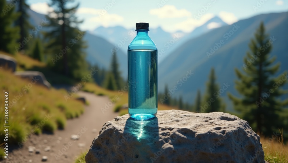 Elegant Water Bottle Product Photography - Hydration, Active Lifestyle, Sports, and Wellness Marketing and Advertising Concepts