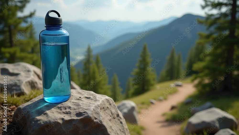 Elegant Water Bottle Product Photography - Hydration, Active Lifestyle, Sports, and Wellness Marketing and Advertising Concepts