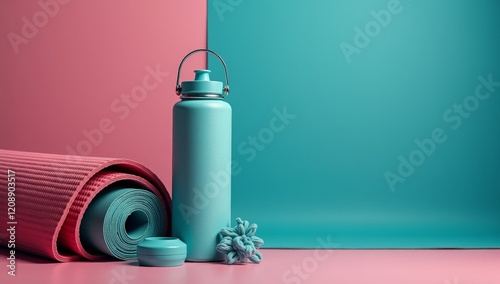 Obraz na płótnie Elegant Water Bottle Product Photography - Hydration, Active Lifestyle, Sports, and Wellness Marketing and Advertising Concepts w salonie
